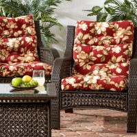 Greendale Home Fashions Outdoor 44 X 22-Inch High Back Chair Cushion, Set Of 2, Tuscan Floral 2 Count