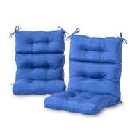 Greendale Home Fashions Outdoor 44 X 22-Inch High Back Chair Cushion, Set Of 2, Blue 2 Count