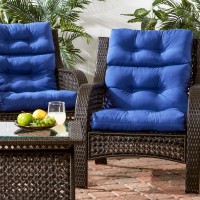 Greendale Home Fashions Outdoor 44 X 22-Inch High Back Chair Cushion, Set Of 2, Blue 2 Count