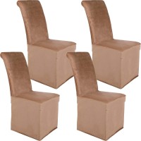 Colorxy Velvet Stretch Chair Covers For Dining Room, Soft Removable Long Solid Dining Chair Slipcovers Set Of 4, Camel