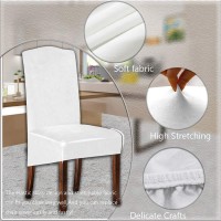 Velvet Plush Xl Dining Chair Covers, Stretch Chair Slipcover, Spandex High Chairs Protector Covers Seat Slipcover With Elastic Band For Dining Room,Wedding, Ceremony, Banquet (White, Set Of 4)