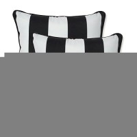 Pillow Perfect Stripe Indooroutdoor Accent Throw Pillow Plush Fill Weather And Fade Resistant Throw 165 X 165 Blac