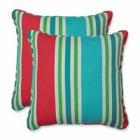 Pillow Perfect Stripe Indooroutdoor Accent Throw Pillow Plush Fill Weather And Fade Resistant Throw 165 X 165 Gree