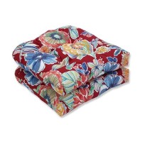 Pillow Perfect Bright Floral Indooroutdoor Chair Seat Cushion Tufted Weather And Fade Resistant 19 X 19 Redblue Colse