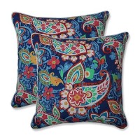 Pillow Perfect Paisley Indoor/Outdoor Accent Throw Pillow  Plush Fill  Weather  And Fade Resistant  Large Throw - 18.5