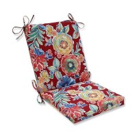 Pillow Perfect Bright Floral Indooroutdoor Solid Back 1 Piece Square Corner Chair Cushion With Ties Deep Seat Weather And Fa