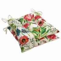 Pillow Perfect Bright Floral Indooroutdoor Chair Seat Cushion With Ties Tufted Weather And Fade Resistant 185 X 19 Pi