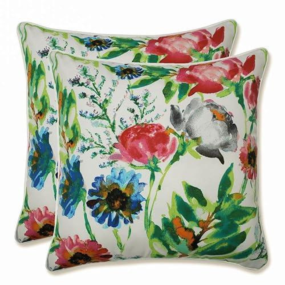 Pillow Perfect Bright Floral Indooroutdoor Accent Throw Pillow Plush Fill Weather And Fade Resistant Large Throw 185 X