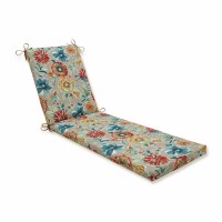 Pillow Perfect Floral Indoor/Outdoor Solid Back Chaise Lounge Cushion With Ties, Plush Fiber Fill, Weather, And Fade Resistant, 80