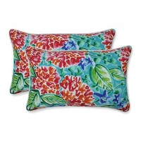 Pillow Perfect Bright Floral Indooroutdoor Accent Throw Pillow Plush Fill Weather And Fade Resistant Lumbar 115 X 185