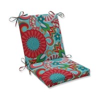 Pillow Perfect Bright Floral Indooroutdoor Solid Back 1 Piece Chair Cushion With Ties Squared Corner Deep Seat Weather And F