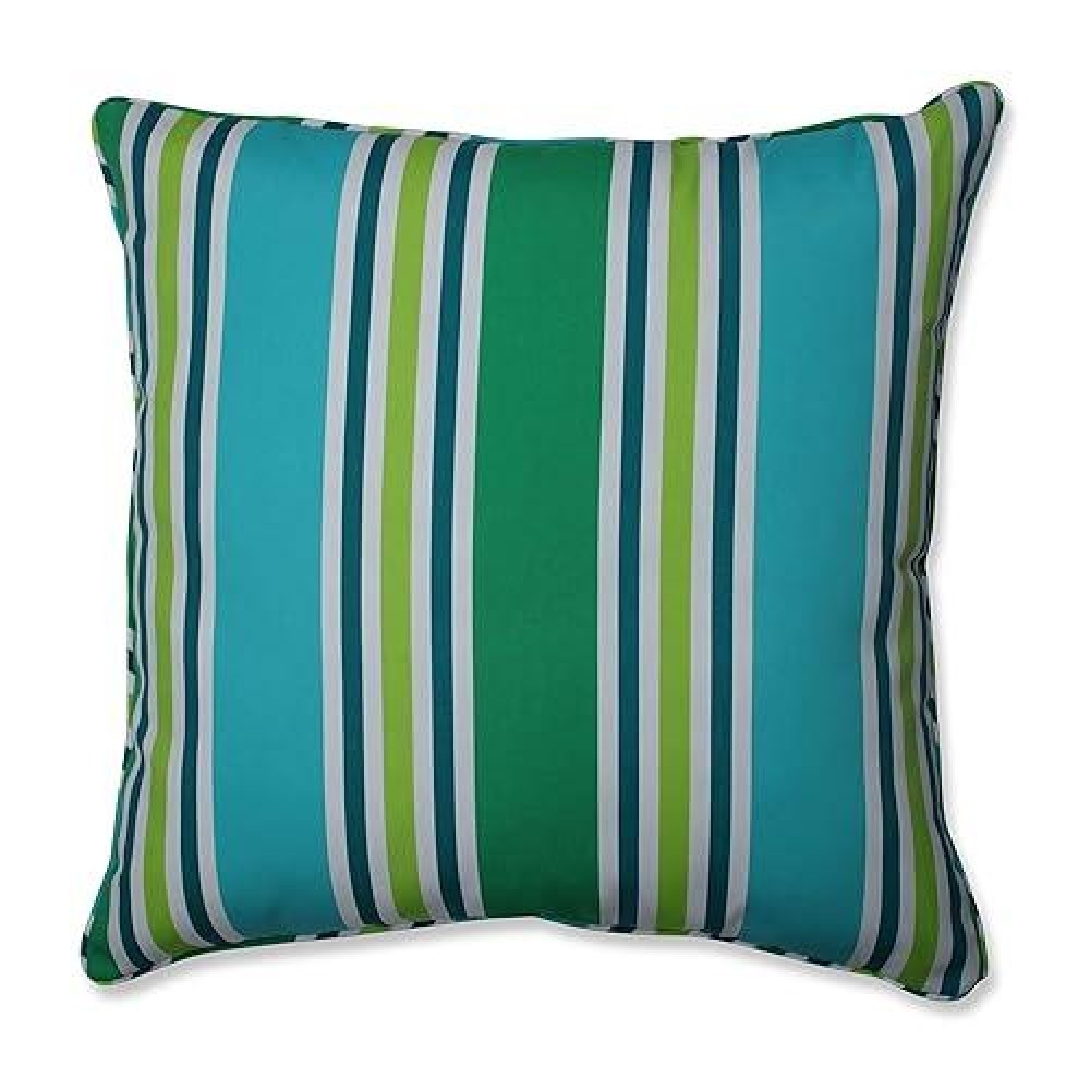 Pillow Perfect Stripe Indooroutdoor Accent Throw Pillow Plush Fill Weather And Fade Resistant Floor 25 X 25 Bluegre