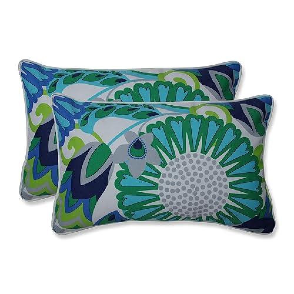 Pillow Perfect Bright Floral Indooroutdoor Accent Throw Pillow Plush Fill Weather And Fade Resistant Lumbar 115 X 185