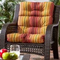 Greendale Home Fashions Outdoor 44 X 22-Inch High Back Chair Cushion, Set Of 1, Cinnamon Stripe