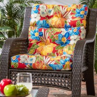 Greendale Home Fashions Outdoor 44 X 22-Inch High Back Chair Cushion, Set Of 1, Aloha Crimson