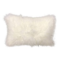 Homeroots Decor 17 Bright White Genuine Tibetan Lamb Fur Pillow With Microsuede Backing