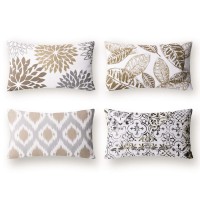 Phantoscope Set Of 4 New Living Series Throw Decorative Pillow Cover Cushion Cover Coffee Print 12 X 20 Inches 30 X 50 Cm