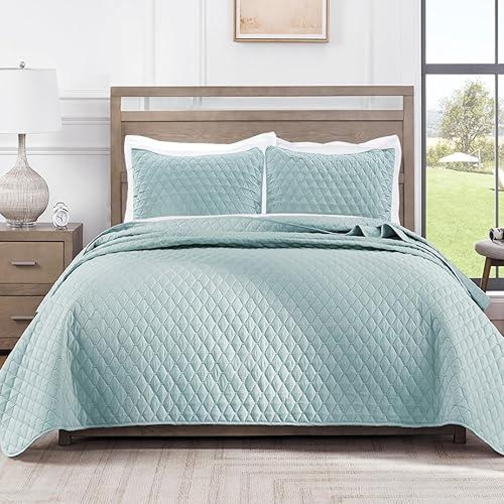 Exclusivo Mezcla Ultrasonic Reversible Twin Quilt Bedding Set With Pillow Sham Lightweight Quilts Twin Size Soft Bedspreads Be