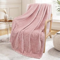 Exclusivo Mezcla Pink Fleece Throw Blanket For Couch And Bed  50X70 Inches Soft Cozy 3D Decorative Jacquard Flannel Blankets  Lightweight Fuzzy Plush Warm Throws For All Seasons