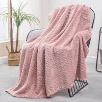 Exclusivo Mezcla Pink Fleece Throw Blanket For Couch And Bed  50X70 Inches Soft Cozy 3D Decorative Jacquard Flannel Blankets  Lightweight Fuzzy Plush Warm Throws For All Seasons