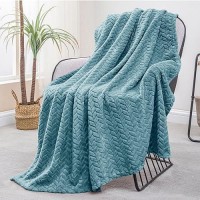 Exclusivo Mezcla Slate Blue Fleece Throw Blanket For Couch And Bed 50X70 Inches Soft Cozy 3D Decorative Jacquard Flannel Blanke