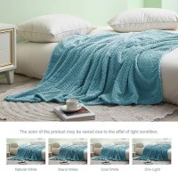 Exclusivo Mezcla Slate Blue Fleece Throw Blanket For Couch And Bed 50X70 Inches Soft Cozy 3D Decorative Jacquard Flannel Blanke