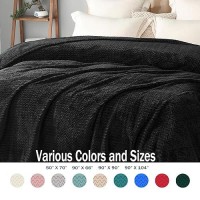 Exclusivo Mezcla Black Fleece Throw Blanket For Couch Bed Super Soft Cozy Blankets With Decorative Wave Textured Lightweight P