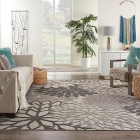 Nourison Aloha Indooroutdoor Floral Silver Grey 96 X 13 Area Rug 10 X 13