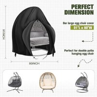 Uthem Egg Chair Cover 420D Hanging Chair Cover For Double Egg Swing Chair 91X80 Inches Patio Stand Cover Wicker Egg Swing Chair