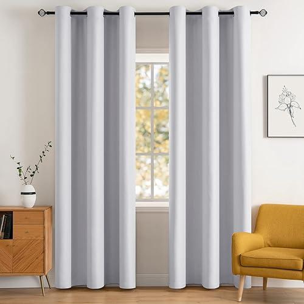 Miulee 90 Long Room Darkening Curtains Chirstmas Thermal Insulated Drapes Solid Window Treatment Set Grommet Top Light Blocki