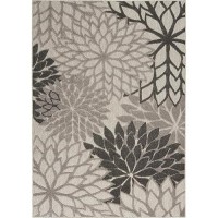 Nourison Aloha Indooroutdoor Floral Silver Grey 2 X 6 Area Rug 6 Runner