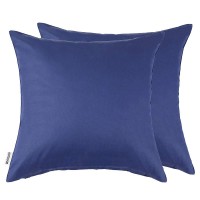 Miulee Pack Of 2 Decorative Outdoor Waterproof Pillow Covers Square Garden Cushion Sham Throw Pillowcase Shell For Patio Tent Couch 18X18 Inch Navy Blue