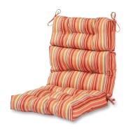 Greendale Home Fashions Outdoor 44 X 22-Inch High Back Chair Cushion, Set Of 1, Coral Stripe