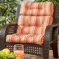 Greendale Home Fashions Outdoor 44 X 22-Inch High Back Chair Cushion, Set Of 1, Coral Stripe