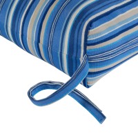 Greendale Home Fashions Outdoor 44 X 22-Inch High Back Chair Cushion, Set Of 1, Steel Blue Stripe