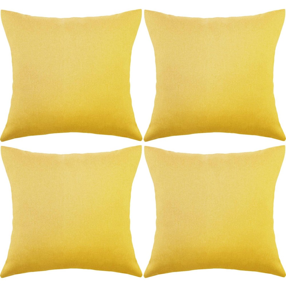 4 Pack Decorative Outdoor Waterproof Throw Pillow Covers Square Patio Balcony Garden Waterproof Cushion Case Pu Coating Pillow