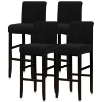 Lellen Reusable Pub Counter Stool Chair Covers Slipcover Stretch Removable Washable Dining Room Chair Covers Set Of 4 (Black)