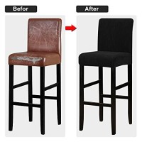 Lellen Reusable Pub Counter Stool Chair Covers Slipcover Stretch Removable Washable Dining Room Chair Covers Set Of 4 (Black)