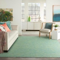 Nourison Positano Indoor/Outdoor Blue/Green 7' X 10' Area Rug  Easy Cleaning  Non Shedding  Bed Room  Living Room  Dining Room  Backyard  Deck  Patio (7X10)