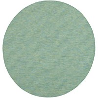 Nourison Positano Indoor/Outdoor Blue/Green 6' X Round Area Rug  Easy Cleaning  Non Shedding  Bed Room  Living Room  Dining Room  Backyard  Deck  Patio (6 Round)