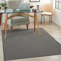 Nourison Positano Indoor-Outdoor Charcoal 5' X 7' Area Rug  Easy Cleaning  Non Shedding  Bed Room  Living Room  Dining Room  Backyard  Deck  Patio (5X7)