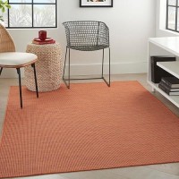 Nourison Positano Indoor-Outdoor Terracotta 5' X 7' Area Rug  Easy Cleaning  Non Shedding  Bed Room  Living Room  Dining Room  Backyard  Deck  Patio (5X7)