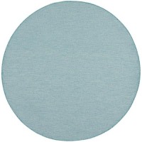 Nourison Positano Indoor/Outdoor Aqua 6' X Round Area Rug  Easy Cleaning  Non Shedding  Bed Room  Living Room  Dining Room  Backyard  Deck  Patio (6 Round)