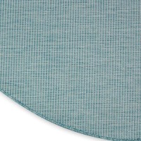 Nourison Positano Indoor/Outdoor Aqua 6' X Round Area Rug  Easy Cleaning  Non Shedding  Bed Room  Living Room  Dining Room  Backyard  Deck  Patio (6 Round)