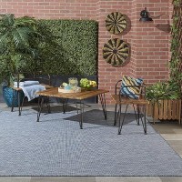 Nourison Positano Indoor-Outdoor Navy Blue 7' X 10' Area Rug  Easy Cleaning  Non Shedding  Bed Room  Living Room  Dining Room  Backyard  Deck  Patio (7X10)