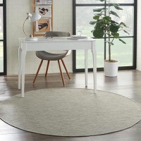 Nourison Positano Indoor/Outdoor Light Grey 6' X Round Area Rug  Easy Cleaning  Non Shedding  Bed Room  Living Room  Dining Room  Backyard  Deck  Patio (6 Round)