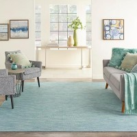 Nourison Positano Indoor-Outdoor Aqua 7' X 10' Area Rug  Easy Cleaning  Non Shedding  Bed Room  Living Room  Dining Room  Backyard  Deck  Patio (7X10)