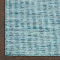 Nourison Positano Indoor-Outdoor Aqua 7' X 10' Area Rug  Easy Cleaning  Non Shedding  Bed Room  Living Room  Dining Room  Backyard  Deck  Patio (7X10)