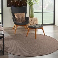 Nourison Positano Indoor/Outdoor Natural 6' X Round Area Rug  Easy Cleaning  Non Shedding  Bed Room  Living Room  Dining Room  Backyard  Deck  Patio (6 Round)