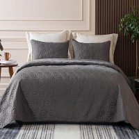 Whale Flotilla King Size Quilt Bedding Set Soft Grey King Quilts Bedspreads For All Seasons Lightweight Geometric Star Pattern